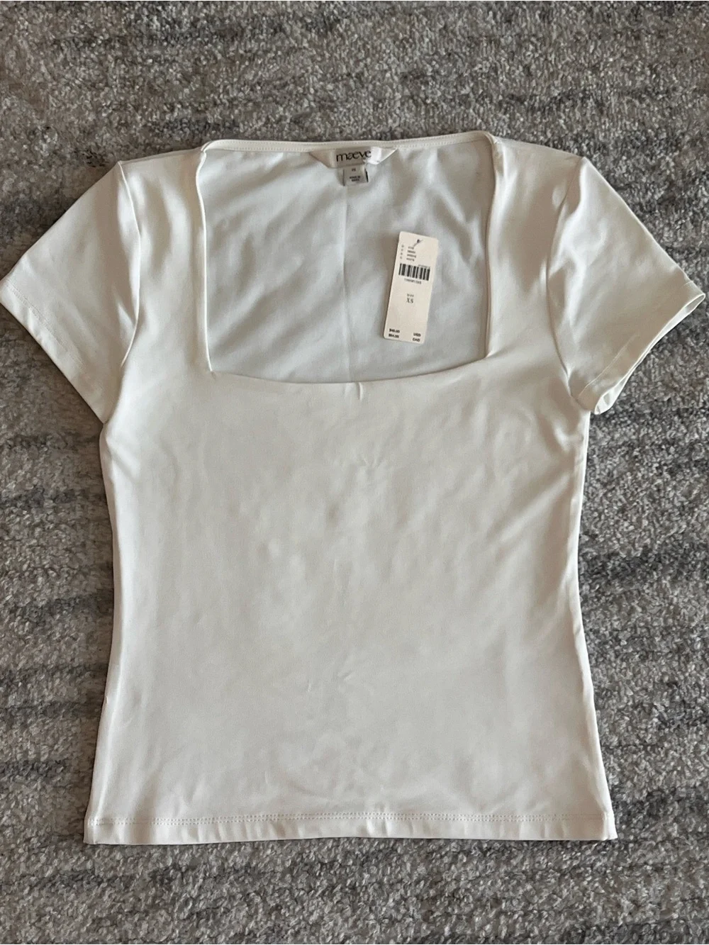 Maeve Cream Square Neck Short Sleeve Tee